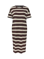 Yours Curve Brown Drop Shoulder Striped Throw On 100% Cotton Dress - Image 5 of 5