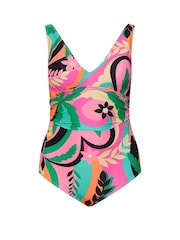 Yours Curve Pink Floral Plunge Swimsuit - Image 6 of 7