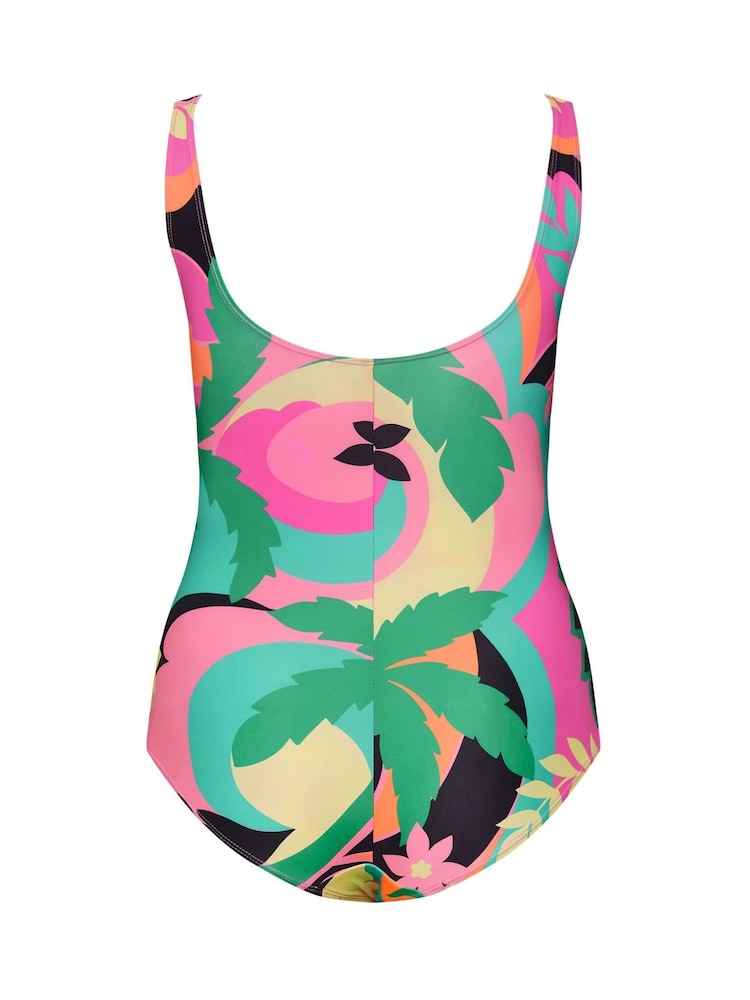 Yours Curve Pink Floral Plunge Swimsuit - Image 7 of 7