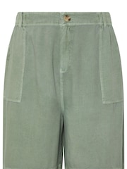 Yours Curve Green Chambray Elastic Waist Shorts - Image 5 of 5