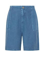 Yours Curve Blue Chambray Elastic Waist Shorts - Image 5 of 5