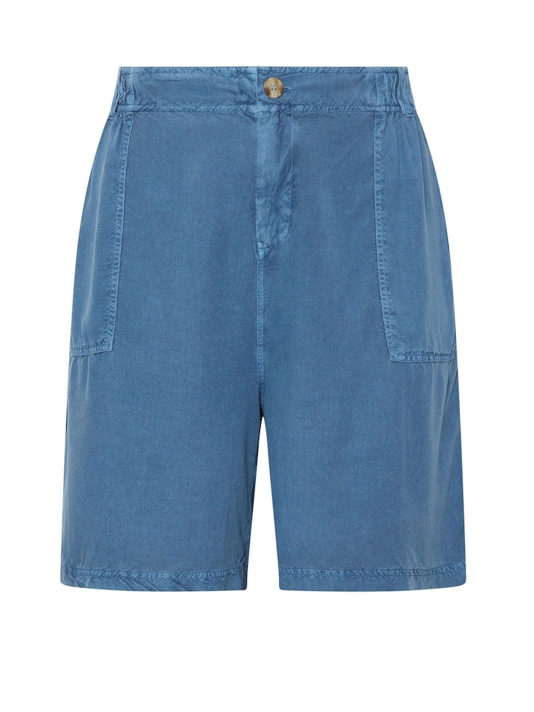 Yours Curve Blue Chambray Elastic Waist Shorts - Image 5 of 5