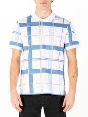 Luke 1977 Blue 100% Cotton Hadrianswhite Denim Check Polo Shirt - Image 1 of 7