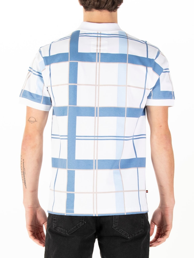 Luke 1977 Blue 100% Cotton Hadrianswhite Denim Check Polo Shirt - Image 2 of 7