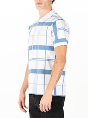 Luke 1977 Blue 100% Cotton Hadrianswhite Denim Check Polo Shirt - Image 3 of 7
