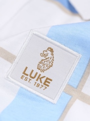 Luke 1977 Blue 100% Cotton Hadrianswhite Denim Check Polo Shirt - Image 7 of 7