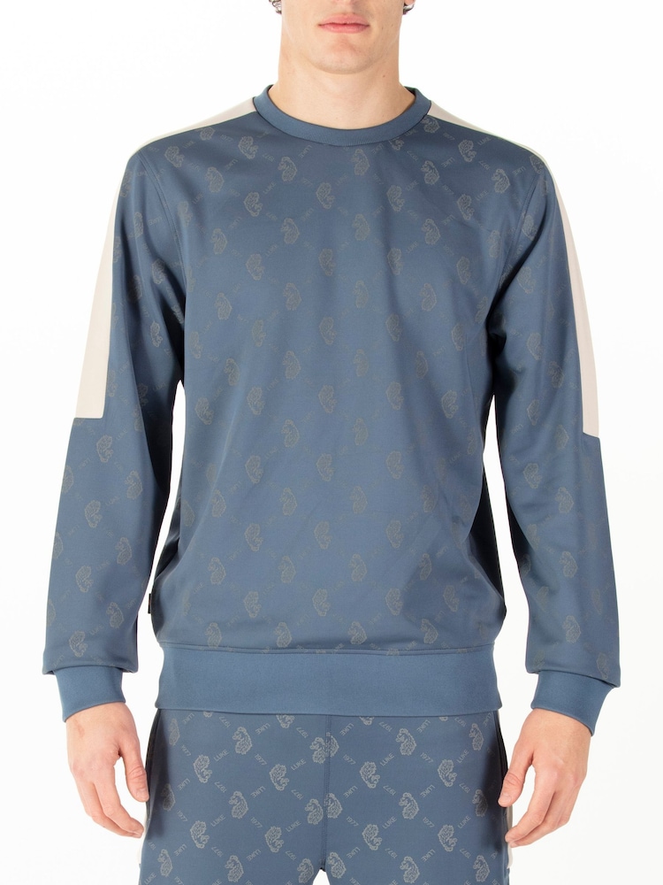 Luke 1977 Blue Gazzas Tears Denim Sweatshirt - Image 1 of 8