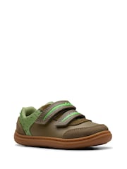 Clarks Green Standard Fit (F) Toddler Dinosaur Print RD Flash Snap Shoes - Image 3 of 7