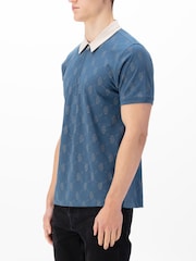 Luke 1977 Henderson Denim Blue 100% Cotton Polo Shirt - Image 3 of 5
