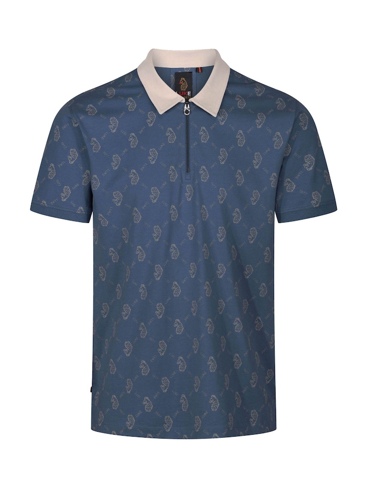 Luke 1977 Henderson Denim Blue 100% Cotton Polo Shirt - Image 4 of 5