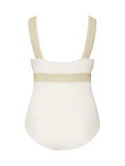 Yours Curve White Metallic Tape Plunge Swimsuit - Image 7 of 7