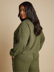 Yours Curve Green Bomber Jacket - Image 3 of 5