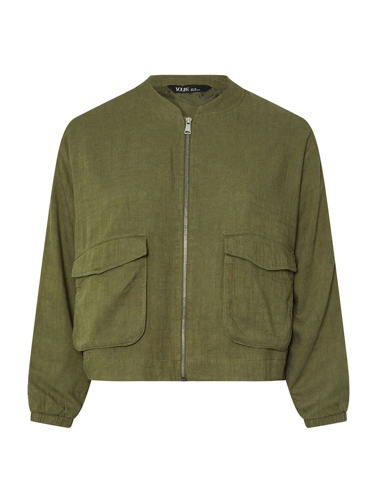 Yours Curve Green Bomber Jacket - Image 5 of 5