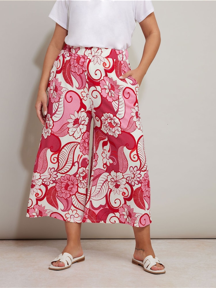 Yours Curve Pink Jersey Midaxi Culottes - Image 1 of 5