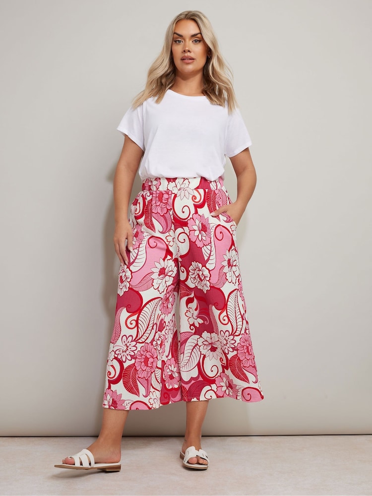 Yours Curve Pink Jersey Midaxi Culottes - Image 2 of 5