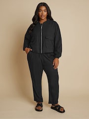 Yours Curve Black Bomber Jacket - Image 2 of 5