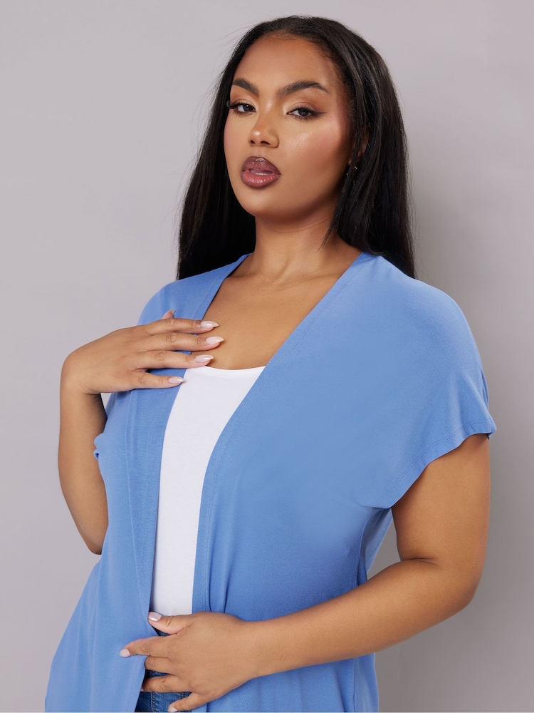 Yours Curve Blue Grown On Sleeve Cover-Up - Image 4 of 5