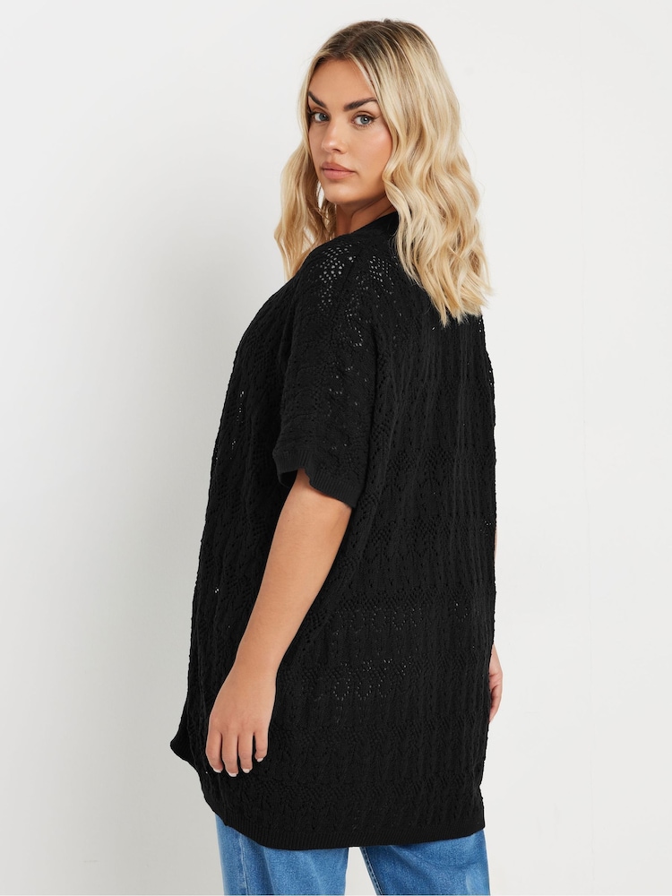 Yours Curve Black Kimono Cardigan - Image 3 of 5