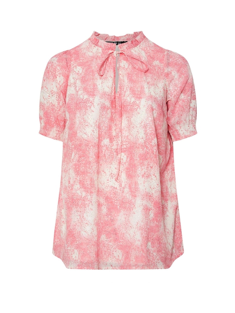 Yours Curve Light Pink Frill Neck Lined Blouse - Image 5 of 5