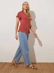 Long Tall Sally Pink Grown On Sleeve Dobby Shirt - Image 3 of 6