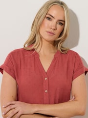 Long Tall Sally Pink Grown On Sleeve Dobby Shirt - Image 5 of 6