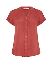 Long Tall Sally Pink Grown On Sleeve Dobby Shirt - Image 6 of 6
