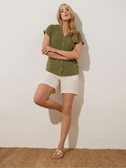 Long Tall Sally Green Grown On Sleeve Dobby Blouse - Image 2 of 5