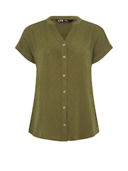 Long Tall Sally Green Grown On Sleeve Dobby Blouse - Image 5 of 5