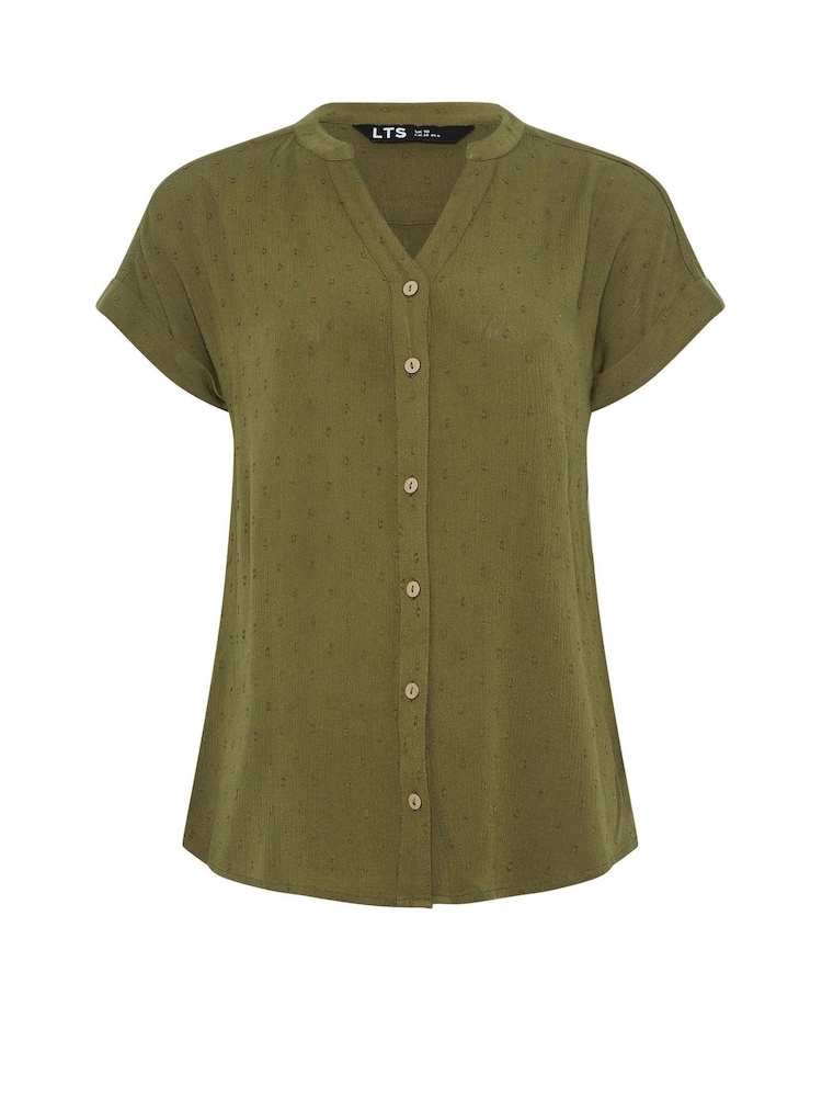 Long Tall Sally Green Grown On Sleeve Dobby Blouse - Image 5 of 5