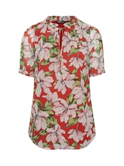 Yours Curve Red Frill Neck Lined Blouse - Image 5 of 5