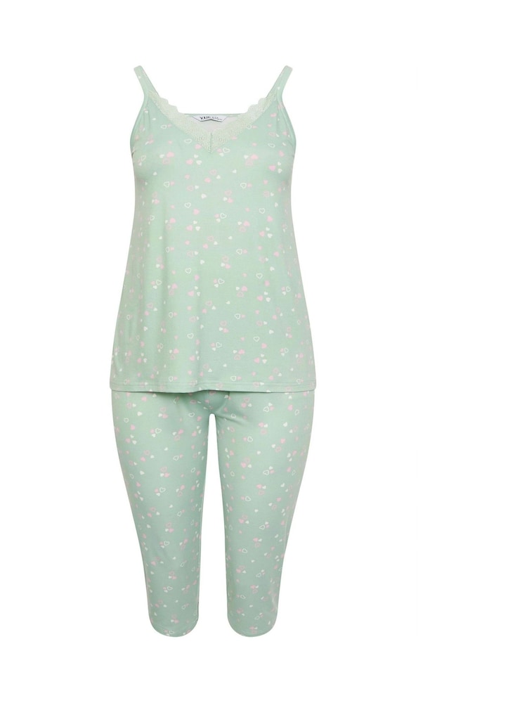 Yours Curve Heart Print Cami Crop Pyjamas Set - صورة 5 من 5