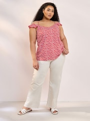 Rojo - Yours Curve Frill T-Shirt - Imagen 4 de 5
