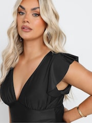 Yours Curve Black Frill Sleeve Swimsuit - Image 2 of 7
