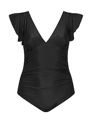 Yours Curve Black Frill Sleeve Swimsuit - Image 6 of 7