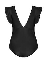 Yours Curve Black Frill Sleeve Swimsuit - Image 7 of 7