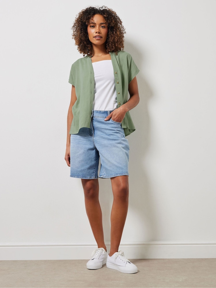 M&Co Green Grown On Sleeve Button Shirt - Image 2 of 5