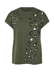 Yours Curve Green Laser Cut 100% Cotton T-Shirt - Image 5 of 5