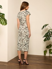 M&Co Brown ITY Short Sleeve Tie Front Dress - Image 3 of 5