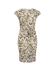 M&Co Brown ITY Short Sleeve Tie Front Dress - Image 5 of 5