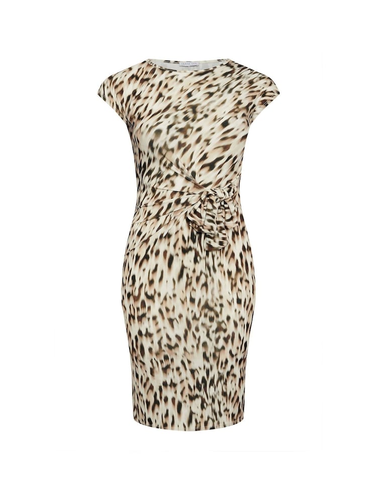 M&Co Brown ITY Short Sleeve Tie Front Dress - Image 5 of 5