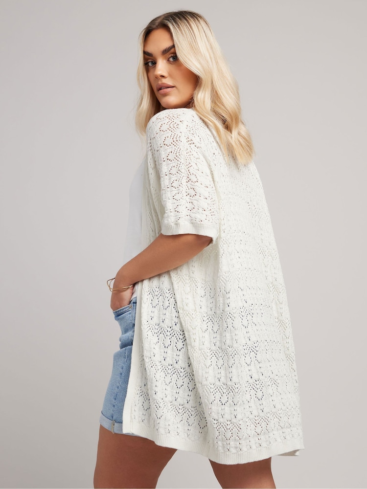 Yours Curve White Kimono Cardigan - Image 4 of 6