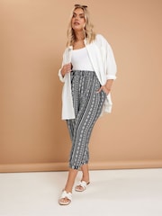 Yours Curve Black Jersey Crop Harem Trousers - Image 2 of 5