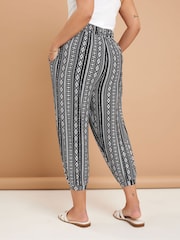 Yours Curve Black Jersey Crop Harem Trousers - Image 3 of 5