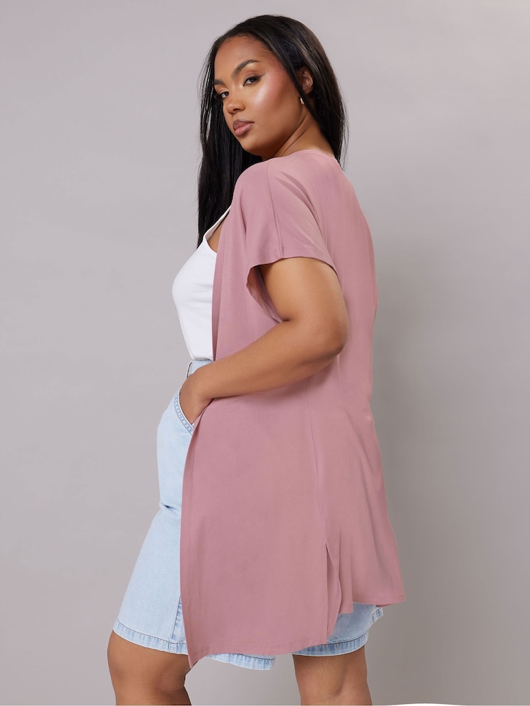 Yours Curve Pink Grown On Sleeve Cover-Up - Image 3 of 5