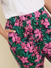 Yours Curve Green Bolt Jersey Crop Harem Trousers - Image 4 of 5