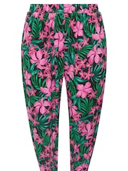 Yours Curve Green Bolt Jersey Crop Harem Trousers - Image 5 of 5