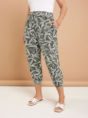 Yours Curve Green Jersey Crop Harem Trousers - Image 2 of 5