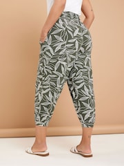 Yours Curve Green Jersey Crop Harem Trousers - Image 3 of 5