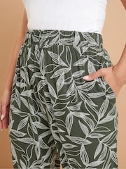 Yours Curve Green Jersey Crop Harem Trousers - Image 4 of 5