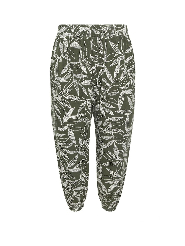 Yours Curve Green Jersey Crop Harem Trousers - Image 5 of 5